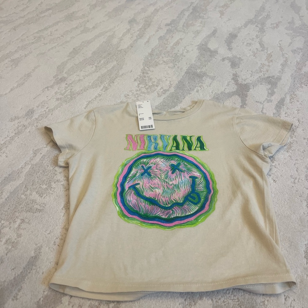 NIRVANA Cream Short Sleeve Tee Casual Cotton
